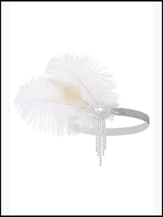 Rhinestone Peacock Feather Gatsby Headband Vintage 1920s Flapper Hair Accessory main image 6